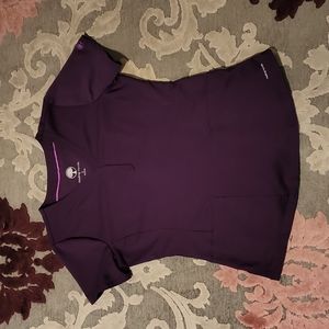 Healing Hands Eggplant "Jane" Y-Neck Scrub Top Small